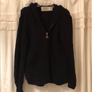 Cable knit Aran navy blue sweater